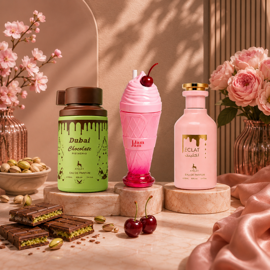 SET 3 PARFUMURI DAMA - DUBAI CHOCOLATE + Jam Jam + Eclat