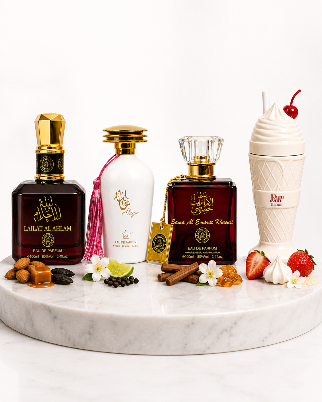 SET 4 PARFUMURI ARABESTI DAMA - Lailat+Aliya+Sama Al Emarat+JAM JAM BIANCO