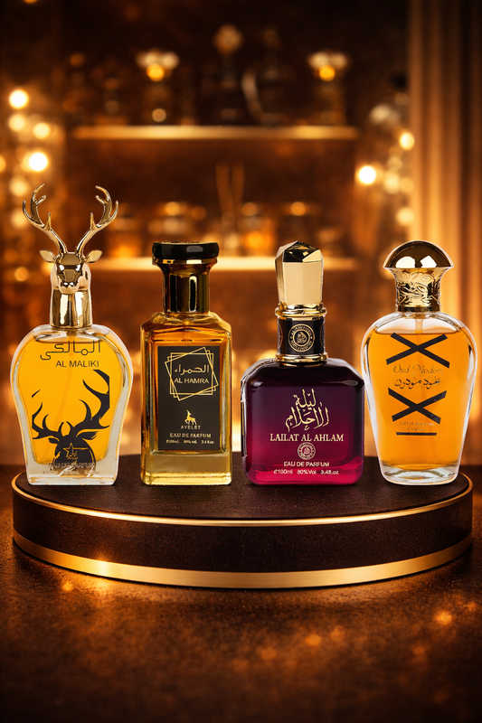 SET 4 PARFUMURI ARABESTI (2X DAMA + 2X BARABTI) - Al maliki + Al hamra + Laila ahlam + Oud modren