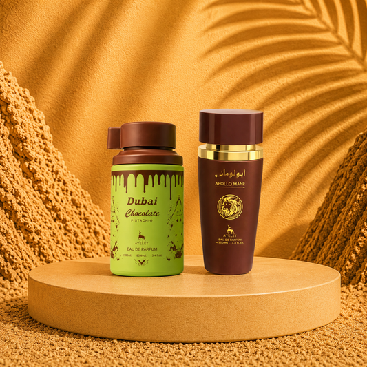 SET 2 PARFUMURI ARABESTI - Apollo Mane Brown  + Chocolate Dubai ( 1 DAMA + 1 BARABTI)