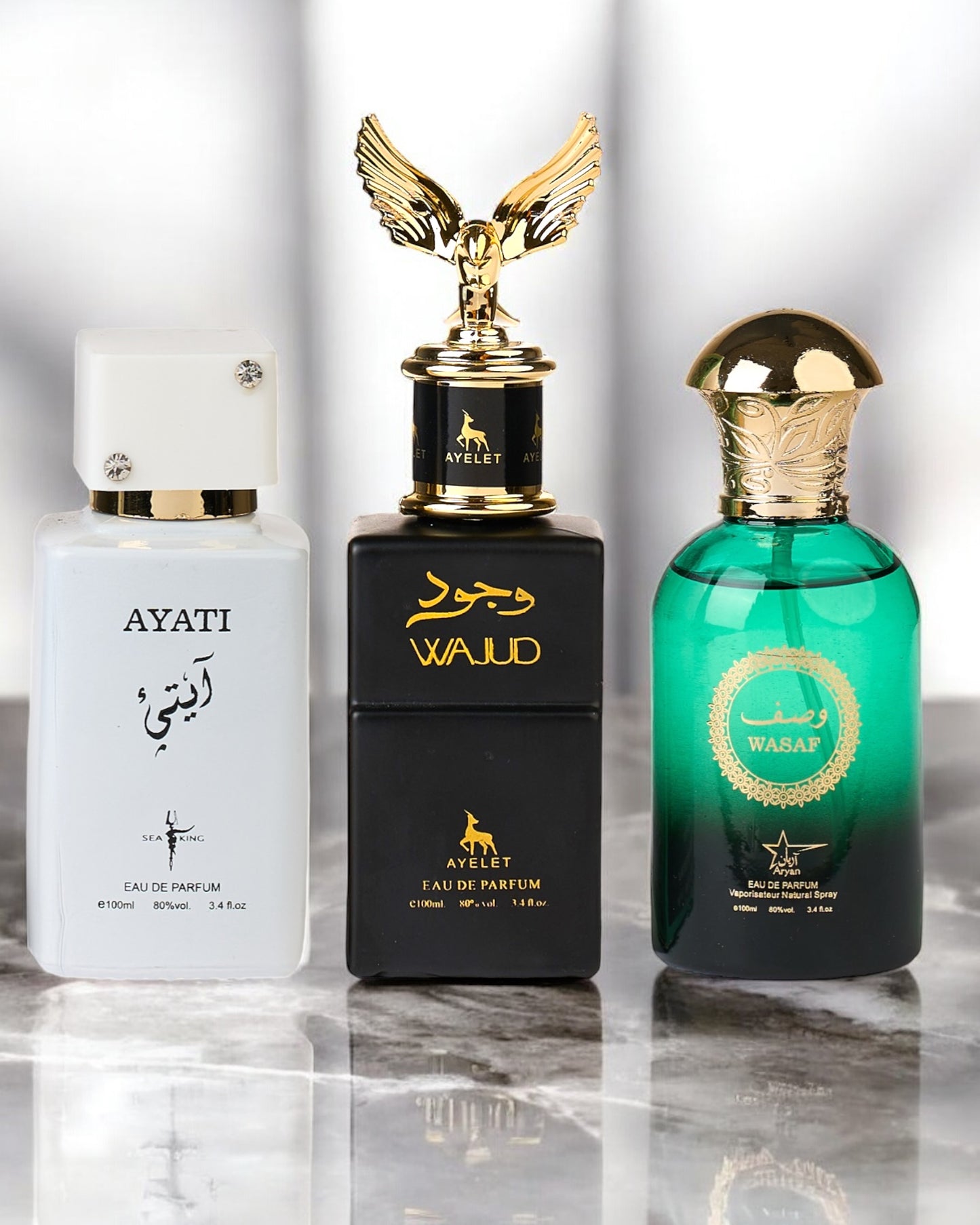 SET 3 PARFUMURI DE BARBATI ARABESTI  - AYATI ALB + WAJUD + WASAF