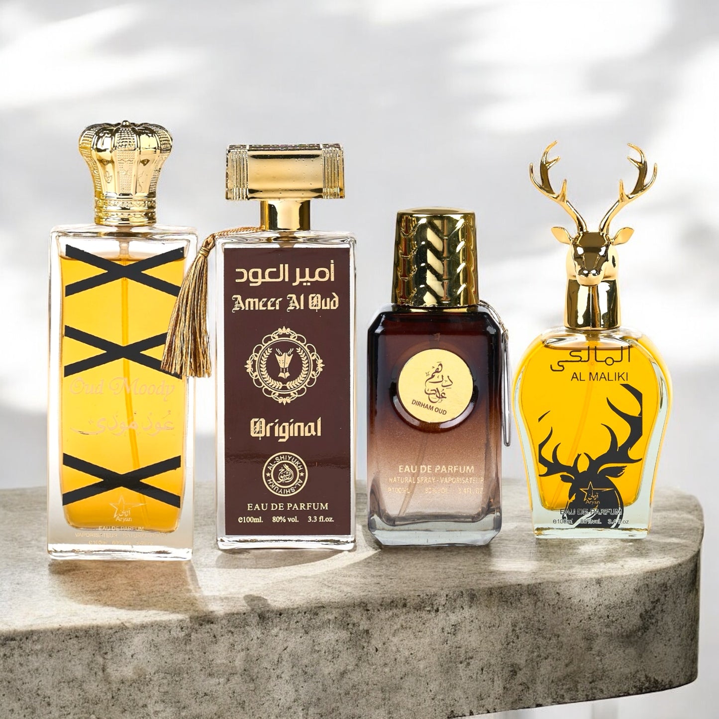 SET 4 PARFUMURI ARABESTI BARBATI - OUD MOODY, AMEER AL OUD,  DIRHAM OUD, AL MALIKI