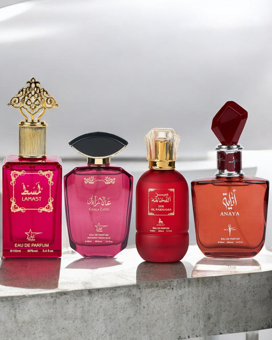 SET 4 PARFUMURI DAMA ARABESTI DAMA - Lamast+ Ghala Zayed Pink+ Ser Al Fakhama+ Anaya (100Ml)