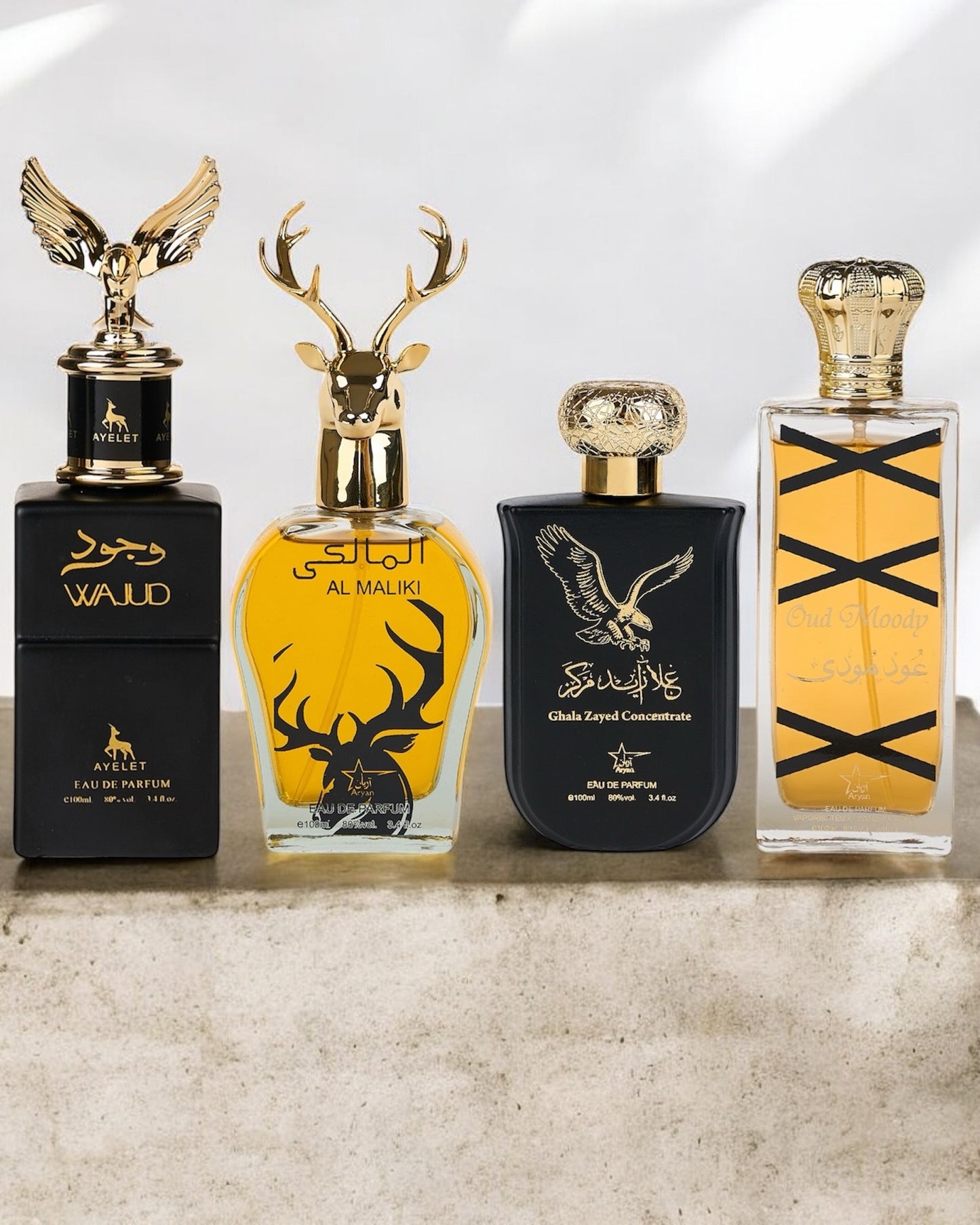 SET 4 PARFUMURI ARABESTI BARBATI - Wajud + Al maliki+ Ghala Zayed Concentrate+ Oud Moody (100ML)
