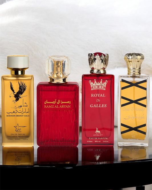 SET 4 PARFUMURI ARABESTI - (Ameer Al Oud, Ramz Al Aryan, Royal De Galles, Oud Moody)( 2X DAMA + 2X BARBAT ) 100ML