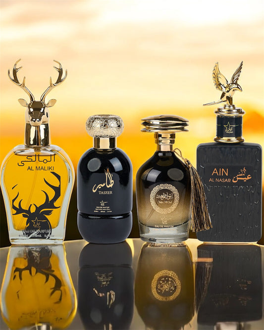 SET 4 PARFUMURI ARABESTI (Al maliki parfum+ Taseer +Ibda Al Oud+Ain Al Nasr)(100ML)