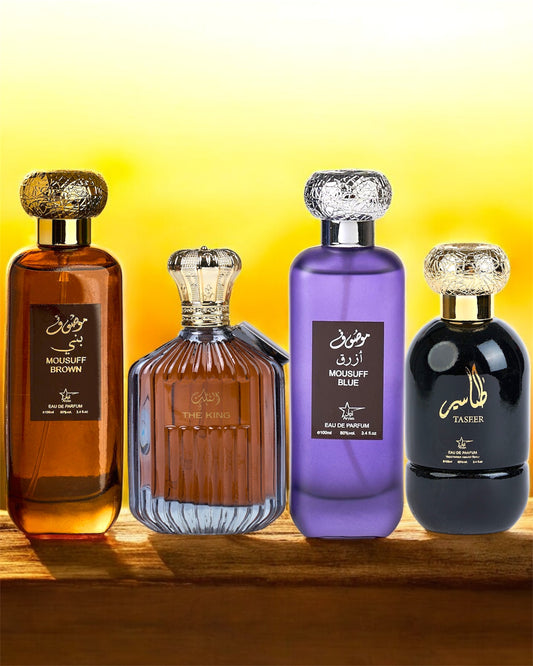 SET 4 PARFUMURI ARABESTI BARBATI (Mousuff Brown + The King  + Mousuff Blue + Taseer)(100ML)