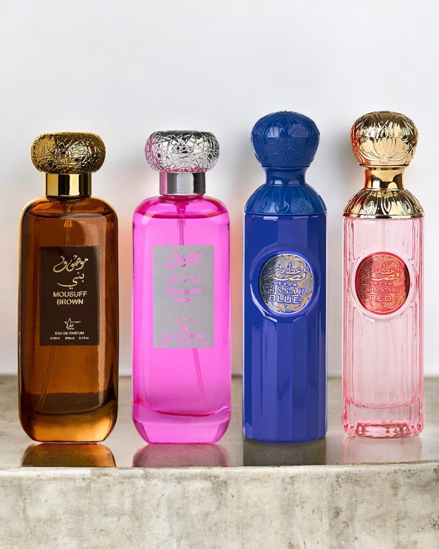 SET 4 PARFUMURI ARABESTI - Mousuff Brown + Attar Gissah Blue + Mousuff Pink + Attar Gissah pink ( 2X DAMA + 2X BARBAT ) (100Ml)
