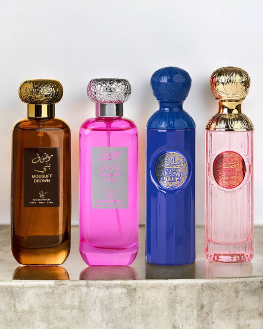 SET 4 PARFUMURI ARABESTI - Mousuff Brown + Attar Gissah Blue + Mousuff Pink + Attar Gissah pink ( 2X DAMA + 2X BARBAT ) (100Ml)
