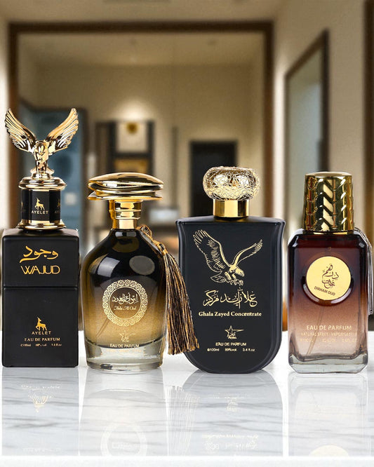 SET 4 PARFUMURI ARABESTI BARBATI - Wajud, Ibda Al Oud, Ghala Zayed, Dirham Oud (100ML)