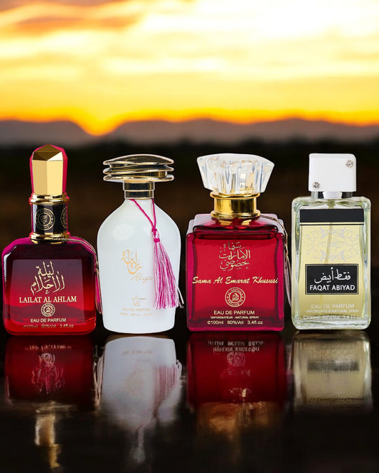 SET 4 PARFUMURI ARABESTI DAMA - Lailat, Aliya, Sama Al Emarat, Faqat Abiyad (100Ml)