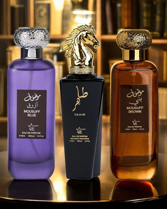 SET 3 PARFUMURI ARABESTI BARBATI - Mousuff Blue, Tahir, Mousuff Brown (100ml)