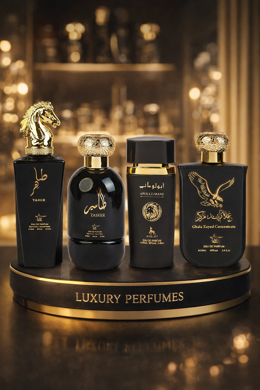 SET 4 PARFUMURI ARABESTI BARBATI - Apollo black + Taseer + Ghala Zayed + Tahir